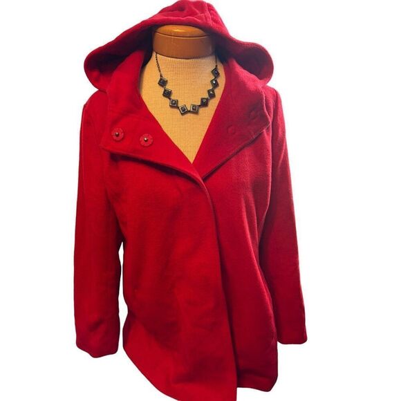 J. Jill Women's Red Wool Blend Hooded Coat Size S - Picture 1 of 9